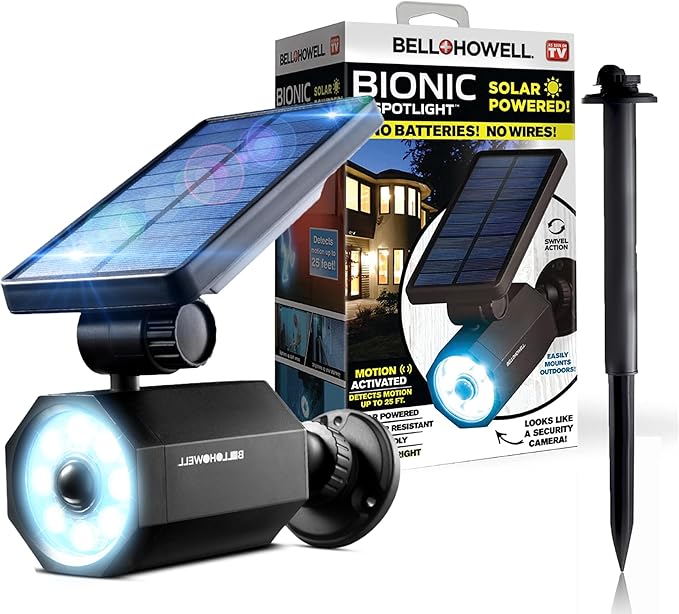 Bell+Howell Bionic Spotlight Motion Solar Spot Lights Outdoor Waterproof, Landscape Light, Outdoor Solar Yard Lighting Weather Resistant, Super Bright LED Lights, for Garden, Lawn As Seen On TV BellHowell