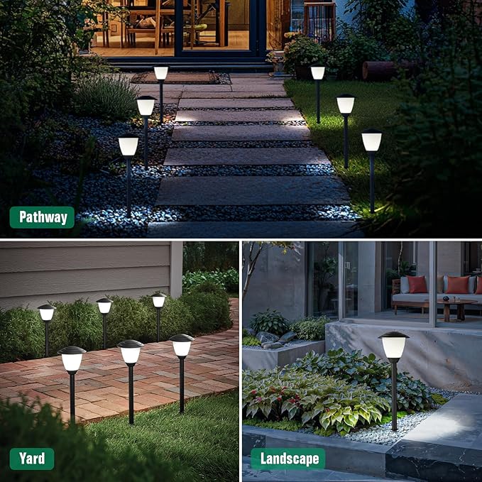 Low Voltage Pathway Lights LED Landscape Lights, 1.7W 12V, 3000K Warm White, IP65 Waterproof, ETL Listed, for Yard, Walkway, Garden, Black 6 Pack MULANDI