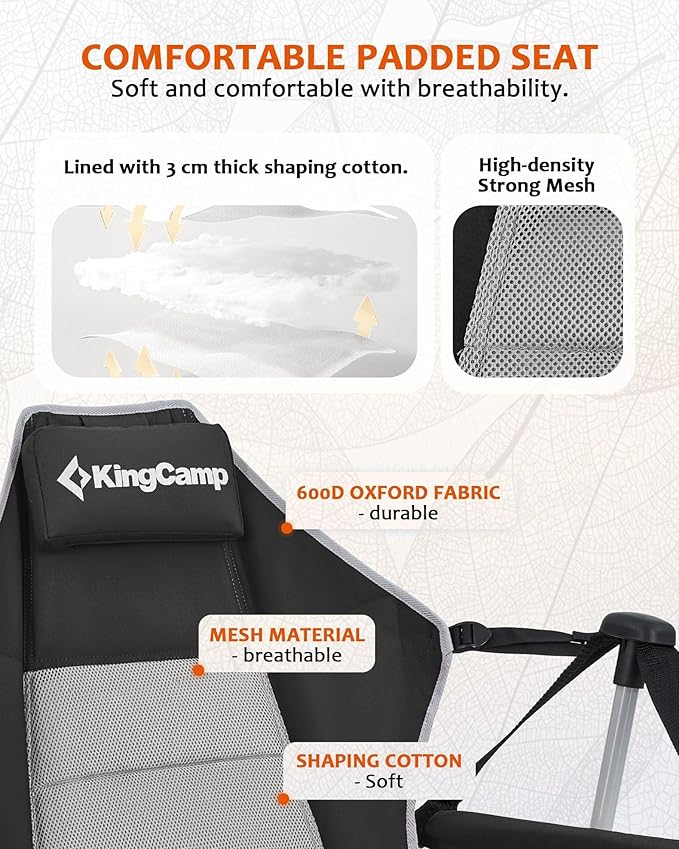 KingCamp Hammock Chair with Footrest – Heavy Duty Swinging Rocking Camping Chairs for Adults up to 400lbs, Folding Portable Oversized Rocker with Cup Holder & Pillow for Outdoor Beach Lawn RV Sports KingCamp