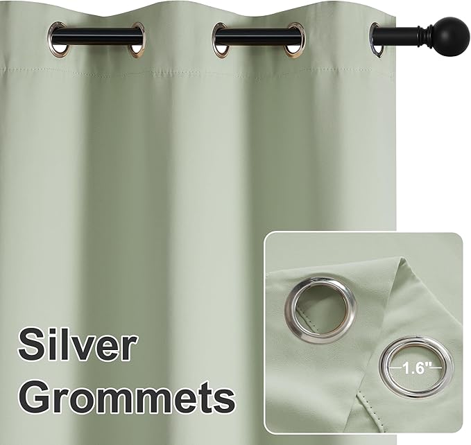 RYB HOME Outdoor Curtains for Patio Waterproof Block Sunlight Thermal Insulated Privacy Assured Thick Outside Curtains for Deck, Balcony, Pool, W52 x L63, Sage Green, 1 Panel RYBHOME