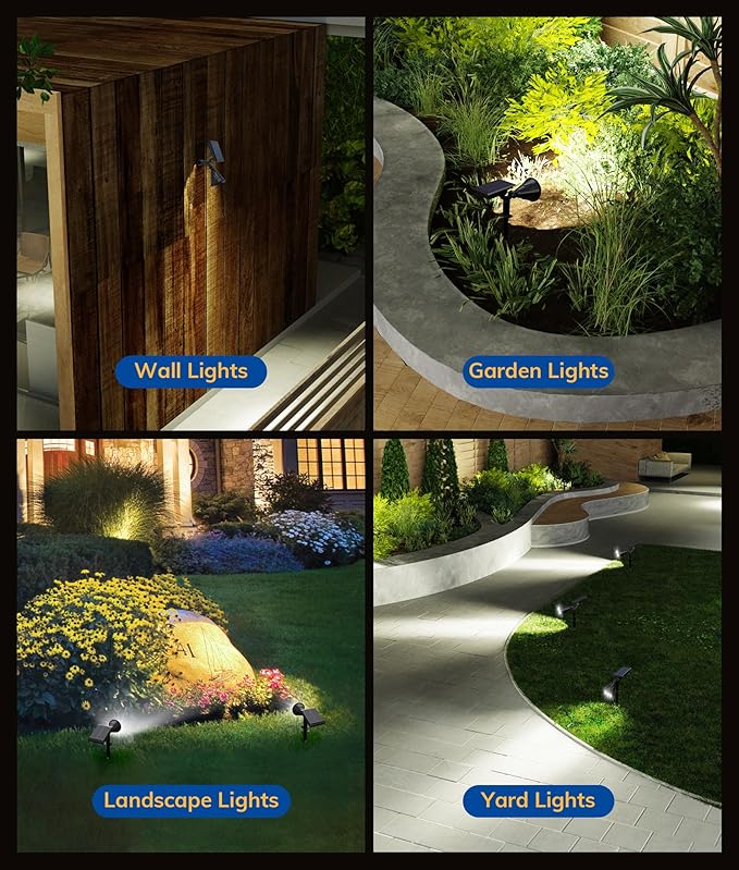 Solar Spot Lights for Outside, 21 LED Outdoor Solar Lights for Yard, 4 Pack Solar Spotlights Waterproof Auto On/Off for Landscape, Wall, Garden, Pool, Tree, Pathway and Driveway(White) NBKLS