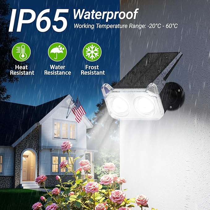 LETMY Solar Spot Lights Outdoor Waterproof with Bigger LED, 6 Pack 135°Adjustable Solar Lights Outdoor, 2-in-1 Wall Lights & 2 Modes Landscape Spotlights for Tree Yard Pathway Garden Decor(RGB Light) Letmy