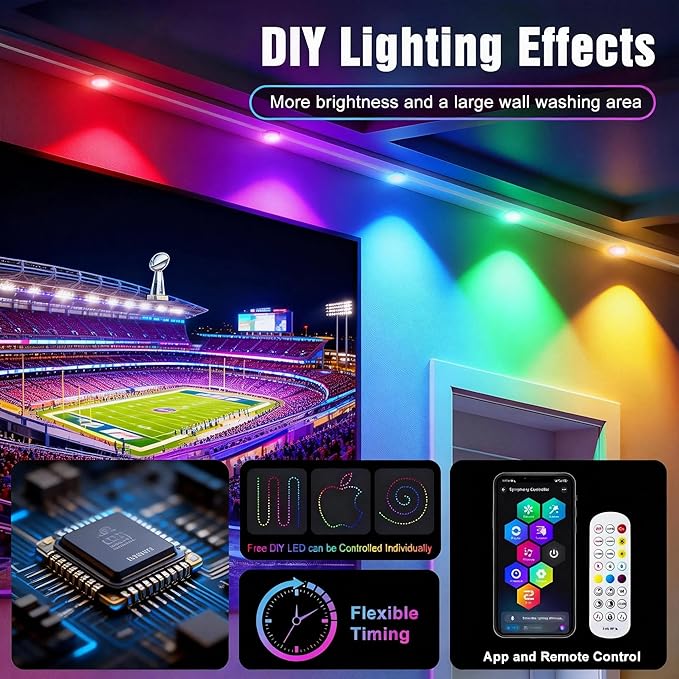 JOH Permanent Outdoor Lights, 100FT Permanent Outdoor Lights for House with RGB+IC Smart LED, App & Remote Control, DIY, IP67 Waterproof, for Super Bowl, V-Day, Thanksgiving, Daily & Holiday Party JOH