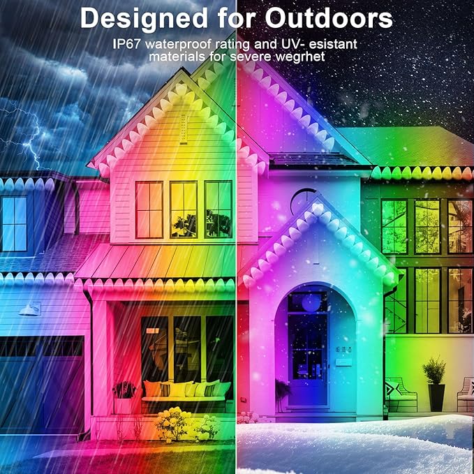 FBZ 300FT Permanent Outdoor RGB Lights - IP67 Waterproof with Smart App Control Remote,DIY Scene Modes, Music Synchronization,Eaves Lights for Garden Decor,Deck,Christmas Rootora