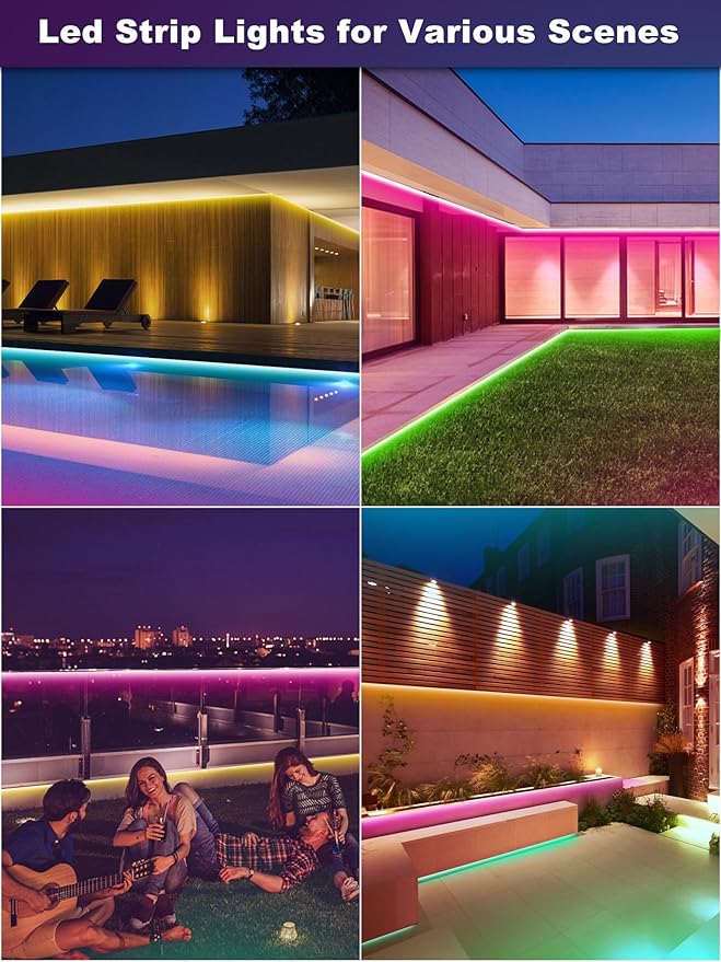 100ft(2*50ft) Outdoor Led Strip Lights Waterproof, Ip68 Outside Led Light Strip Waterproof with Remote and App Control, Exterior Led Rope Lights Music Syne RGB Strip Lights for House Party Ledagic