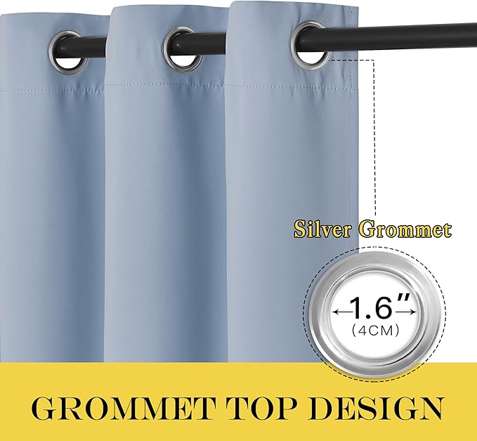 NICETOWN Blackout Patio Curtains 100 x 144 Inches Long for Sliding Door Extral Wide Blackout Curtain Panels Thermal Insulated Room Divider - Grommet Top, 100" W x 144" L, 1 Panel, Vintage Blue NICETOWN