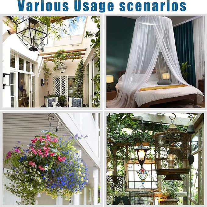 ONIKK Ceiling Hooks for Hanging Plants (2 PCS Gold), Heavy Duty Metal Plant Hooks, Screw in Hooks for Hanging Birdfeeders, Lamps, Planters, Indoor Outdoor Wall Baskets Hooks up to 33 lbs ONIKK