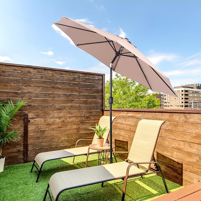 Backyard Expressions 9 ft. Patio Umbrella, Market Table Umbrella w/Tilt and Crank, 8 Ribs BackyardExpressions