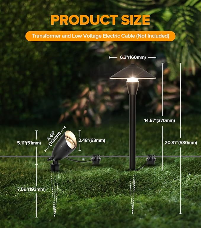 LUTEC 12V Low Voltage Landscape Lighting, Die-cast Aluminum Spot Lights with Connectors, Low Voltage Pathway Lights with Spotlights Waterproof for Tree Garden Yard Pathway, 12 Pack LUTEC
