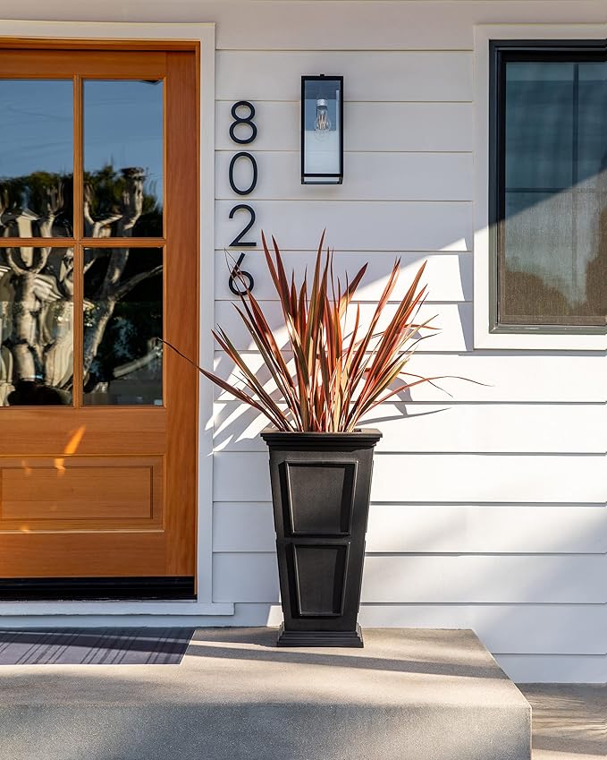 Veradek Brixton Series Tall Planter - Large Outdoor Planter for Front Porch/Patio | Crack-Resistant Plastic for All-Weather Use | Classic Estate Design for Tall Plants, Flowers, Trees VeradekOutdoor