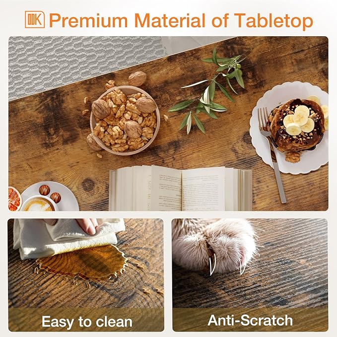 ODK 71 Inch Bar Table, Bar Height Pub Table, Counter Height Bar Table, Rectangular High Top Kitchen & Dining Counter Tables with Sturdy Legs & Easy-to-Clean Top, Vintage Brown ODK