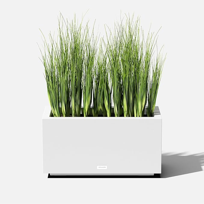 Veradek Block Series Long Box Planter - Large Rectangular Planter for Indoor or Outdoor Patio/Porch | Durable All-Weather Use with Drainage Holes | Modern Décor for Tall Plants, Flowers or Shrubs VeradekOutdoor