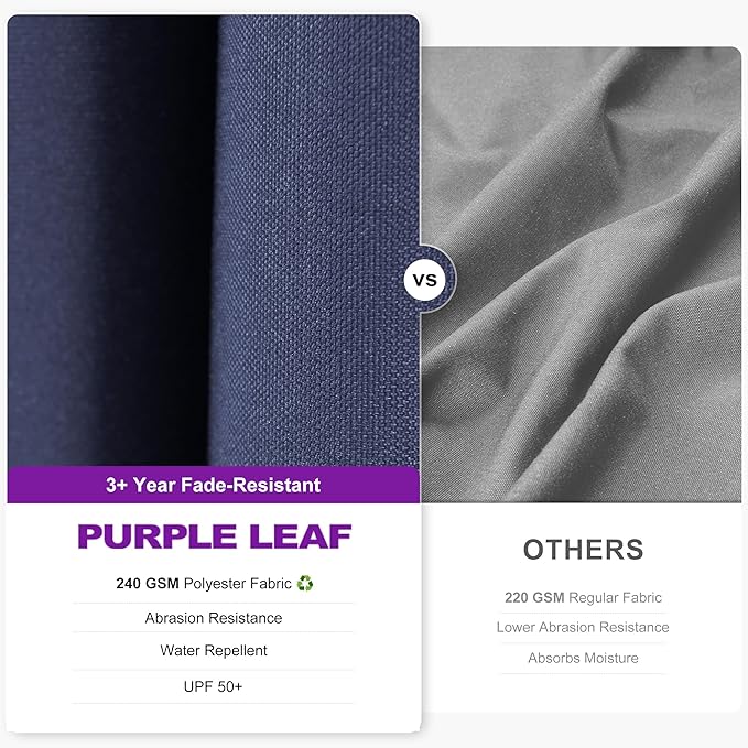 PURPLE LEAF 10 Feet Patio Umbrella with Base Outdoor Patio Solar Powered LED Swivel Square Umbrella Aluminum Offset Umbrella with 360-degree Rotation for Garden Deck Pool Patio, Navy Blue PURPLELEAF