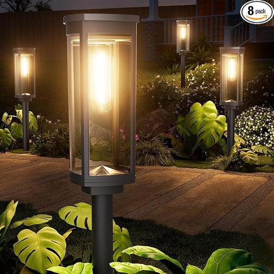 8 Pack Solar Pathway Lights Outdoor IP65 Waterproof Super Brightness Solar Powered Landscape Path Lights for Outside Walkway Driveway Garden NEWMESSI