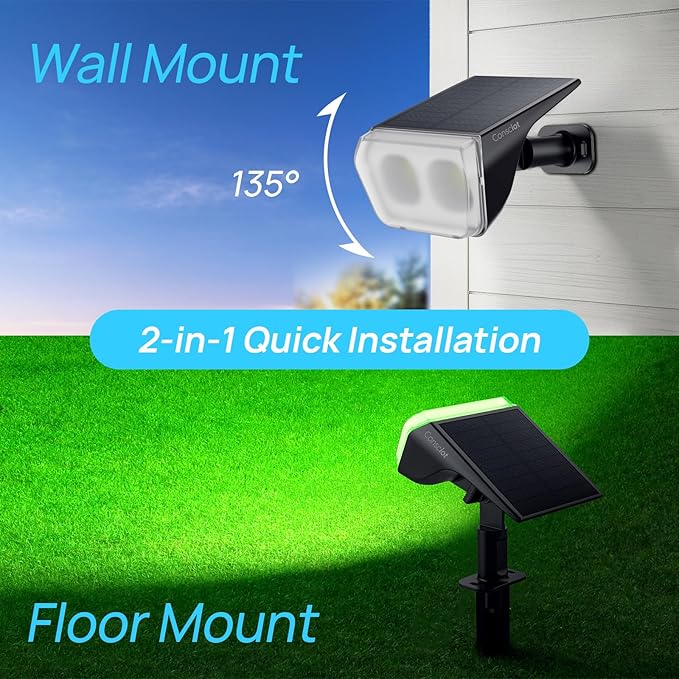 Consciot Solar Spot Lights Outdoor, 30 LED Waterproof Color Changing Solar Spotlight, 2 in 1 Adjustable Wall Lights, 10 Colors, Dusk-to-Dawn Solar Landscape Spotlights for Garden Yard Walkway, 4 Pack Consciot