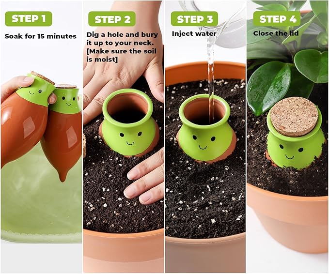 KGZZIZI 4 Pcs Self Watering Terracotta Globes. Large Olla Planter Inserts. Plant Lover Gifts KGCCIZI