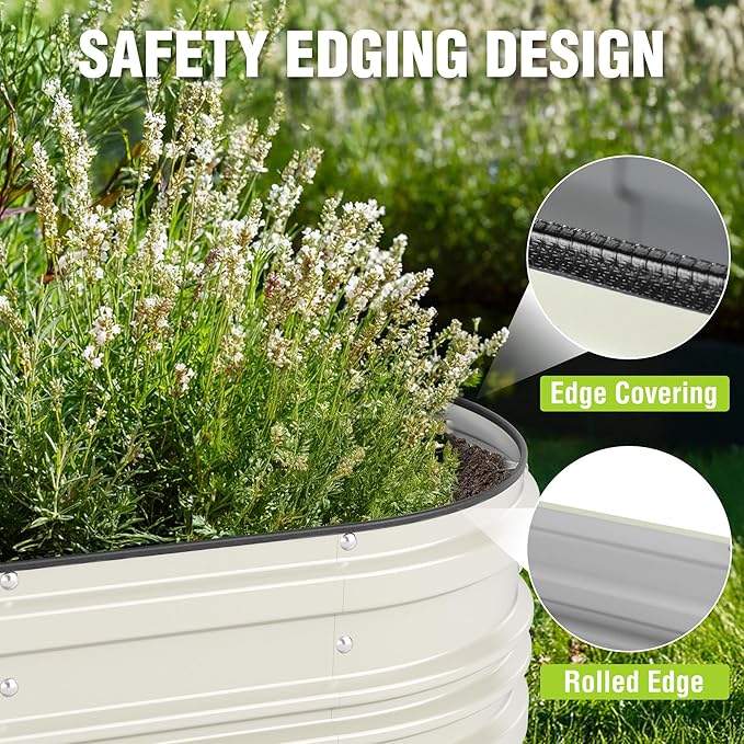 WORKPRO 2PK 4x2x1ft Outdoor Galvanized Raised Garden Bed Kit, Rust & Corrosion Protection, Easy Assembly, Safe Edge, Ideal for Vegetables & Flowers, White WORKPRO
