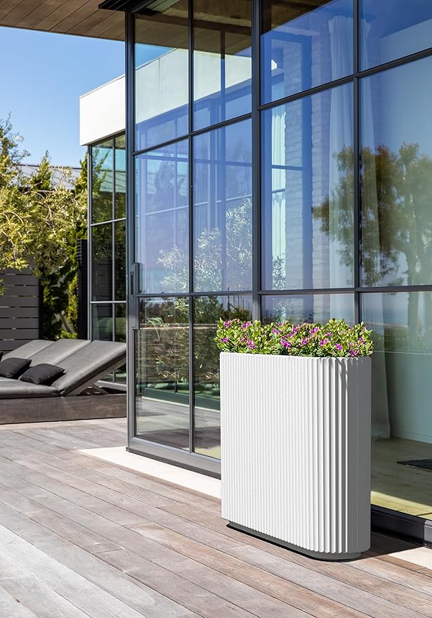 Veradek Demi Series Span Planter for Front Porch, Patio, Backyard | Durable Plastic-Stone Composite Material | Modern Décor for Shrubs, Flowers VeradekOutdoor