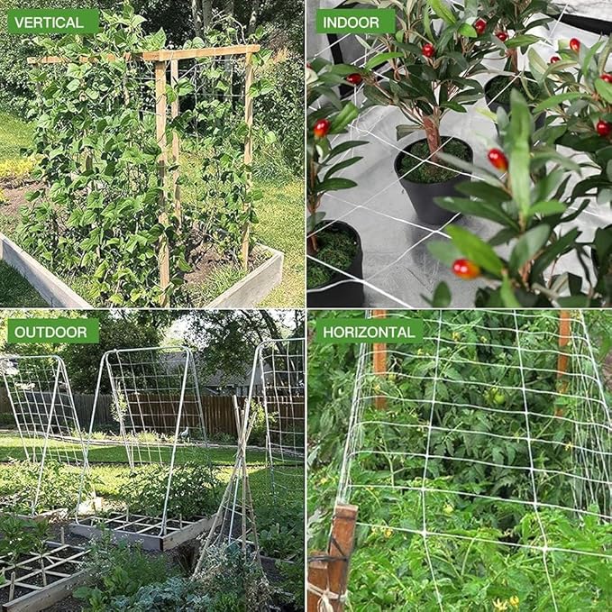 Trellis Netting, CANAGROW Heavy-Duty Garden Plant Trellis Netting for Climbing Plants, Outdoor Indoor Grow Net for Beans Tomatoes Peas Pumpkin Flowers, 𝟔 𝐱 𝟑𝟎𝐟𝐭, 𝐏𝐚𝐜𝐤 of 4 CANAGROW