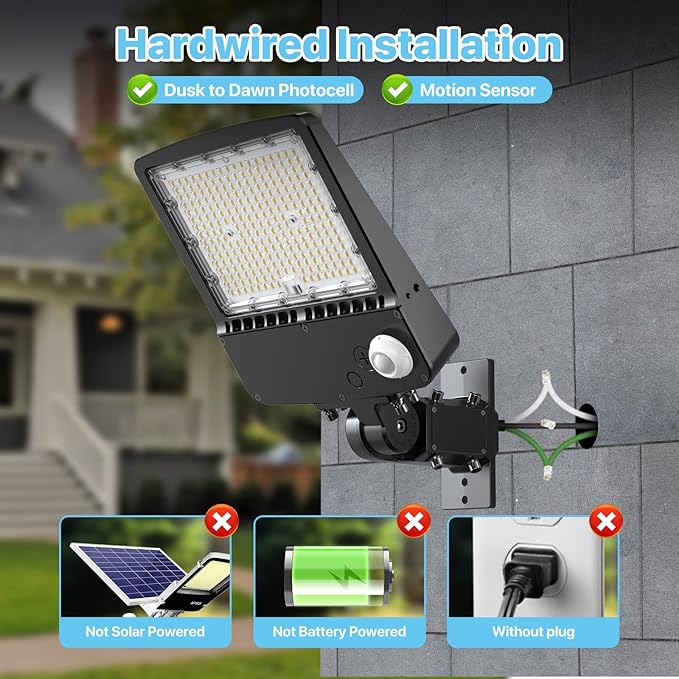 LED Parking Lot Light 150W - Motion Sensor Outdoor Lights UL Listed - 5000K 22500lm Led Flood Security Light with Photocell - Wall Mount Commercial Street Area Light for Yard Barn Garage - 100-277V HYPERLITE