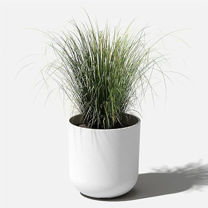 Veradek Mason Series Lima Planter - Round Planter for Indoor or Outdoor Porch/Garden | Made from Plastic-Stone Composite with Drainage Holes | Modern Décor for Succulents, Flowers, Small Plants VeradekOutdoor