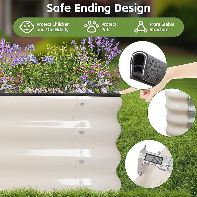 GoCampDriect 4IN1 Raised Garden Bed - 5x3x1ft Galvanized Raised Garden Boxes Outdoor Corrosion Resistant | Variable Shape 6x2x1ft Metal Raised Garden Beds for Planting Vegetable, Herb,Fruits,White GoCampDirect