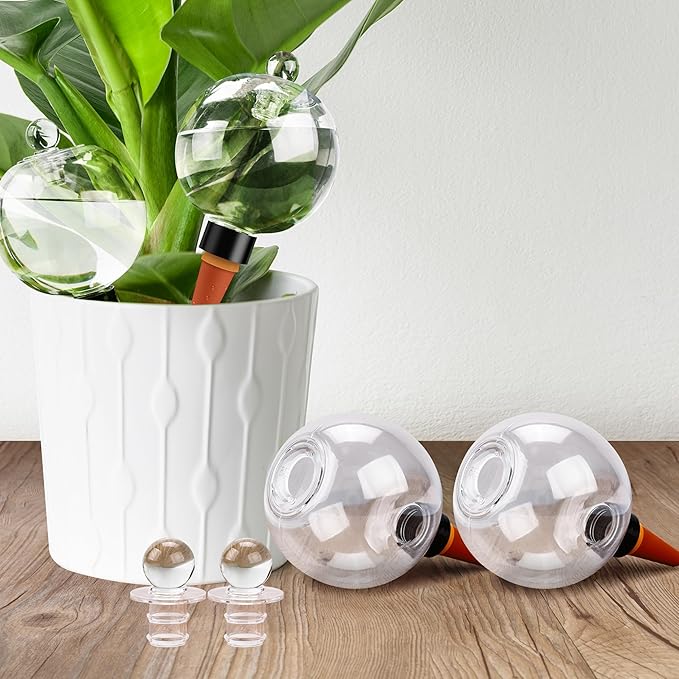 19 oz Extra Large Plant Self Watering Globes Top Fill, Plastic Water Bulbs, Slow Release Terracotta Self Watering Planter Insert, Plant Watering Devices System, Water Spikes Stakes, 4 Pack SoilaguaDirect