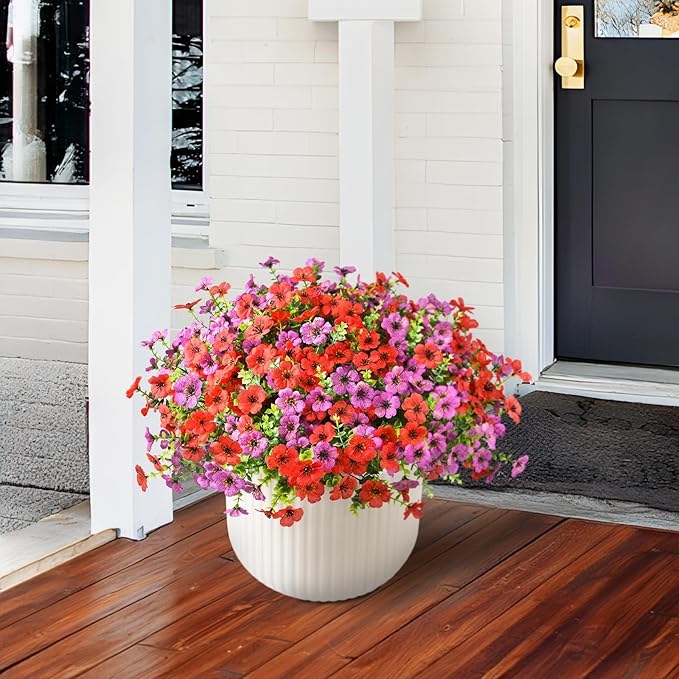 Artificial Flowers Faux Plants Outdoor Fake Flowers Spring Decor,12 Bundles Realistic Plastic Plant Colorful Daisy UV Resistant for Porch Patio Home Yard Garden Window Box Pot Planters ZFProcessArtificialFlowers