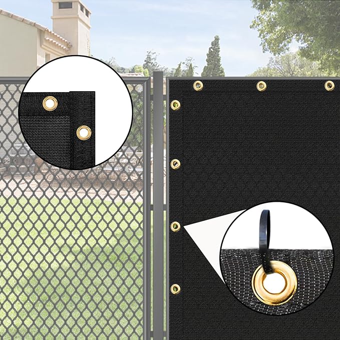 UPGRADE Privacy Screen 3' x 16' Fence Commercial Shade Cover with Brass Grommets Heavy Duty Perfect for Outdoor Back Yard, Black, Customizable UPGRADE