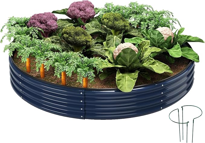 Galvanized Metal Planter Round Raised Garden Bed Kit for Gardening Outdoor，3x3x1ft Grow Garden Box Raised Flower Bed，Round Galvanized Planter Outdoor Large Metal Fire Pit Ring ZFHgarden