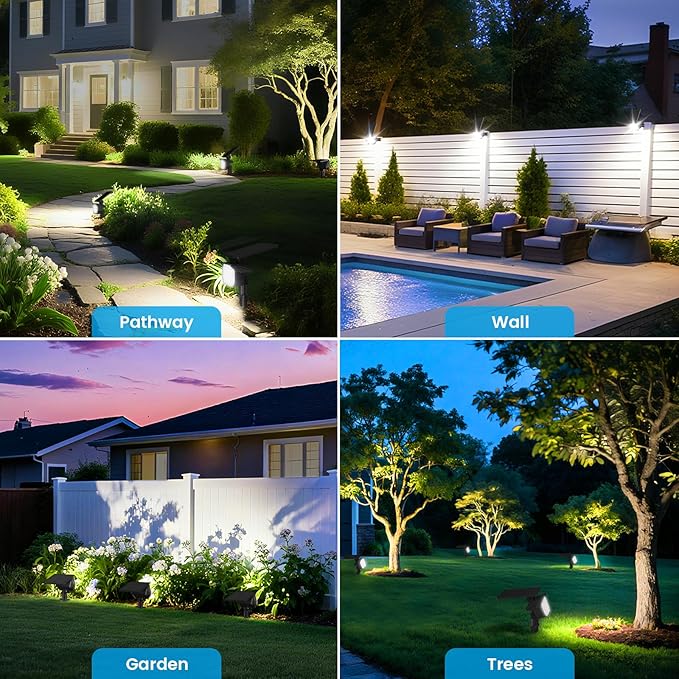 VOLISUN Solar Spotlight Outdoor, IP67 Waterproof Solar Landscape Spot Lights，Uplights for Yard Garden Pathway - 8 Pack (Cool White) 27 LED 3 Lighting Modes VOLISUN