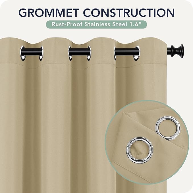 Gazebo Curtains Outdoor Waterproof 6 Panels - Windproof, Privacy, Weatherproof Outside Drapes for Patio Pergola Porch, Grommet Top and Tab Bottom Drape, 110x84 Inch, Cream RichSets