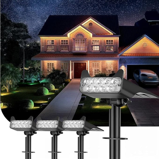 Solar Spotlights Outdoor Waterproof Landscape Path Lights Solar Dusk to Dawn Outdoor Lighting 4 Brightness Modes for Garden Pathway Tree Driveway Porch Yard HOFLYW