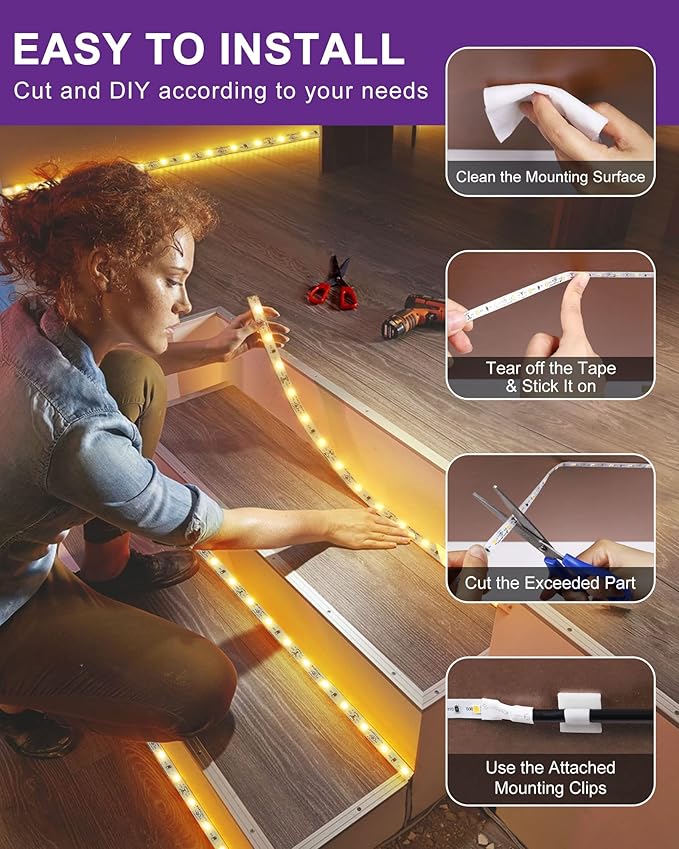 HitLights LED Strip Lights Warm White 3000K, 16.4ft High Density Tape Light, UL-Listed, 600 LEDs, 300Lm/ft, 12V Flexible Dimmable Rope Lights for Bedroom, Kitchen, Cabinet (Power Source Not Included) HitLights