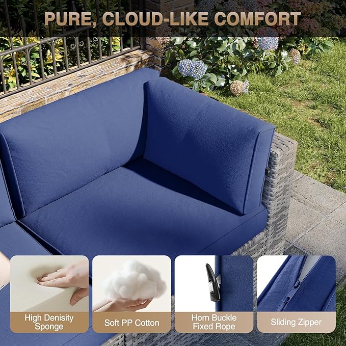 Aoxun Patio Furniture Sets, 7-Piece Outdoor Patio Furniture with Thick Cushions, Wicker Outdoor Conversation Set Sectional Sofa for Backyard, Poolside, Garden Aoxun