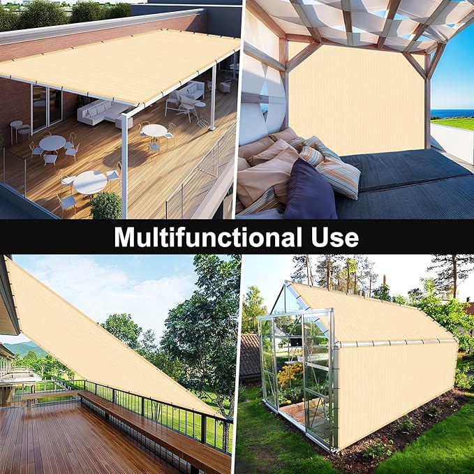 Artpuch 90% Sun Shade Cloth, 6 x 6 FT Pergola Shade Cover Canopy with Grommets, Sun Screen Fabric Tarp for Patio, Outdoor, Garden, Backyard, Wheat Artpuch