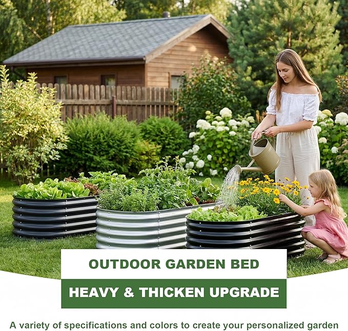 AHEONLAR 3 Pack 4×2×1.5ft Galvanized Raised Garden Beds Outdoor, Sturdy Planter Boxes for Vegetables, Fruits, Flowers and Plants, Easy Assembly, Black AHEONLAR