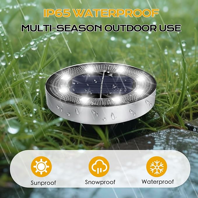 Solar Lights Outdoor 16 Pack, Solar Garden Outdoor Waterproof Pathway Lights Bright In-Ground Light Outdoor Lighting Decor for Lawn, Patio, Yard, Driveway, Step and Walkway White Light OULONGER