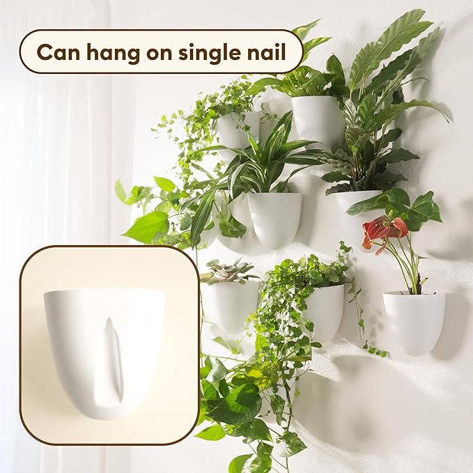PlantPod Classic - Self-Watering Wall Planters (9, White) - Easy to Water and Install - Lightweight - Design Your Own Vertical Garden - Wall Planters for Indoor Plants MakeGood