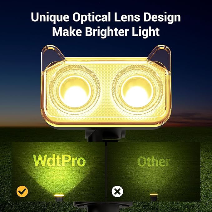 WdtPro Solar Lights Outdoor Waterproof, Solar Spot Lights Outdoor with Optical Lens, Auto ON/Off, 30H+ Runtime, Landscape Spotlights for Flag Yard Path Garden Tree, Warm White 6 Pack WdtPro