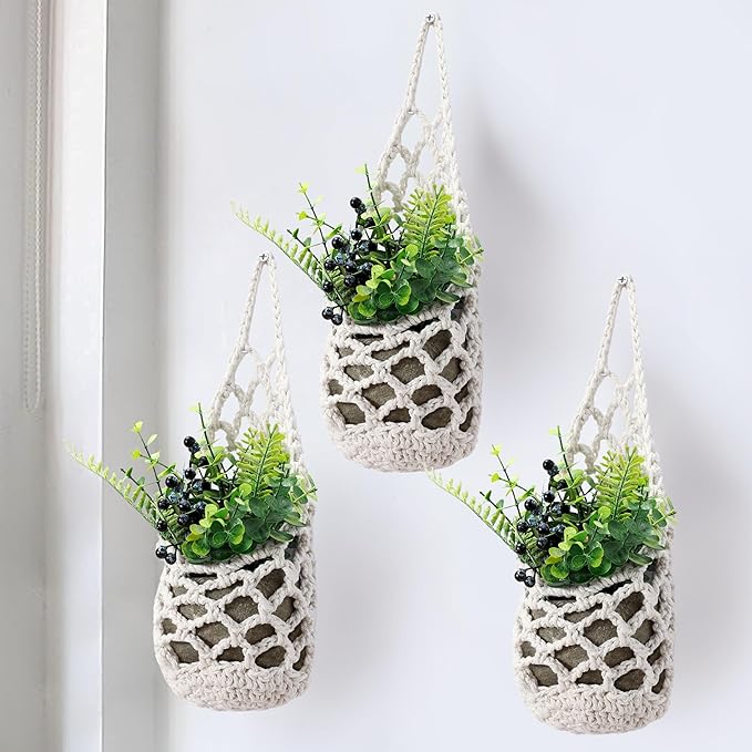 3 Packs Hanging Planters for Indoor Plants up to 4 in., Wall Plant Holder | Plant Hanger Indoor, Wall Planters for Indoor Plants, Hanging Plant (3PK, for 4 inch Pot) Shineloha