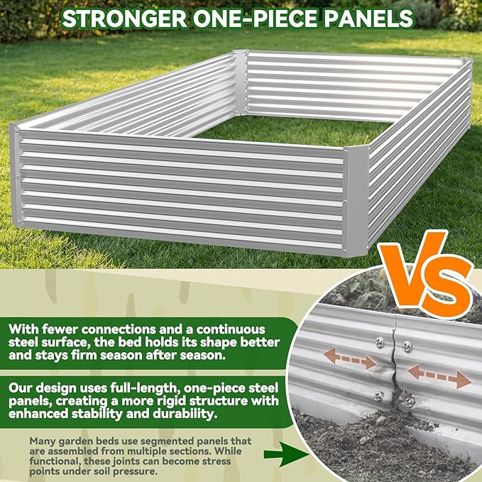 4 Pack Raised Beds for Gardening, Corrugated Galvanized Steel Raised Garden Bed, Outdoor Metal Above Ground Garden Bed for Vegetables and Flowers-4x2FT(Rectangular) OZMSHF