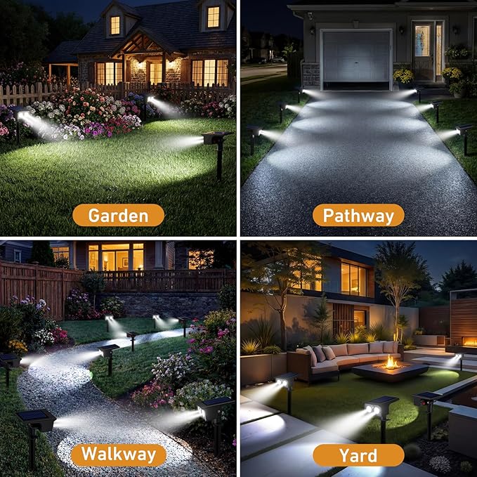 btfarm Solar Spot Lights Outdoor Waterproof, 12 Pack/3 Modes Motion Sensor Lights, Solar Powered Spotlights 2-in-1 Auto On/Off for Outside Pathway Yard Garden Landscape Lighting, Cool White btfarmdecorativelighting