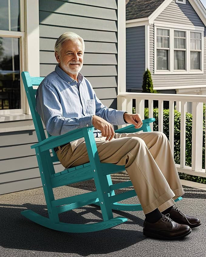 SERWALL Oversized Outdoor Rocking Chair Set of 2, HDPE Rocker for Adults, Patio Rocking Chairs for Porch, Aruba SERWALL
