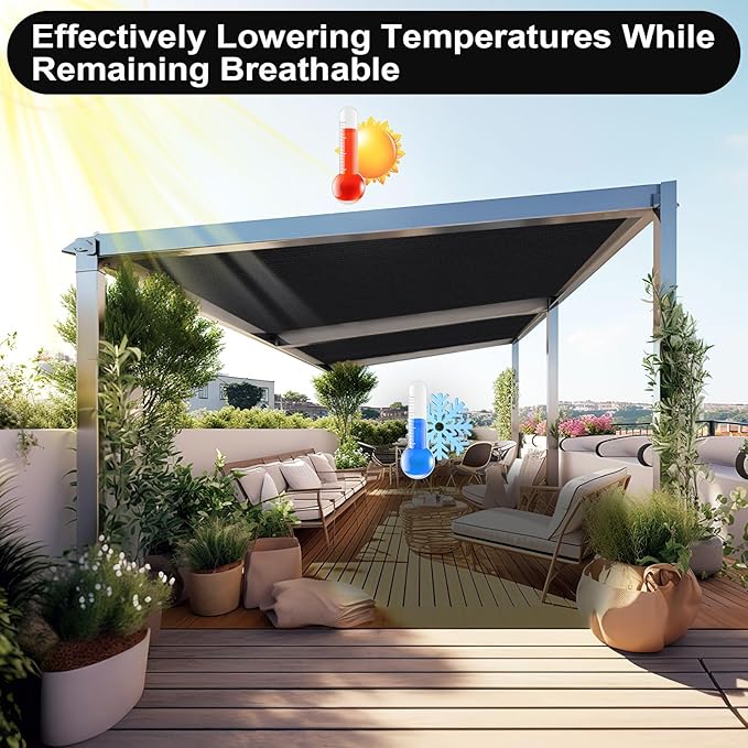 Artpuch 90% Sun Shade Cloth, 3 x 12 FT Pergola Shade Cover Canopy with Grommets, Sun Screen Fabric Tarp for Patio, Outdoor, Garden, Backyard, Black Artpuch