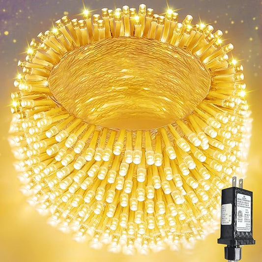 Super-Long 180FT 500 LED Christmas String Lights Indoor Outdoor,13 Modes Warm White Christmas Lights Waterproof, Twinkle Fairy Lights Plug in Clear Wire for Christmas Tree Bedroom Wedding Party SANJICHA