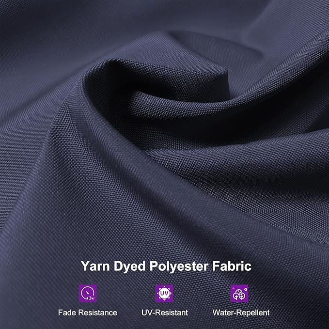 PURPLE LEAF 9'×11.5' Cantilever Patio Umbrella with Base Rectangle Offset Outdoor Umbrella Cover with Zipper for Garden Deck Pool Navy Blue PURPLELEAF