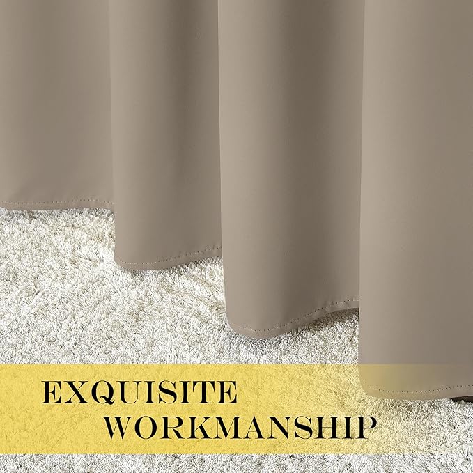 NICETOWN Taupe Blackout Curtains 84 inch Length, Grommet Top Room Darkening Drapes for Bedroom Living Room, Light Blocking Window Covering for Privacy (W66 x L84 Inch, 1 Panel) NICETOWN