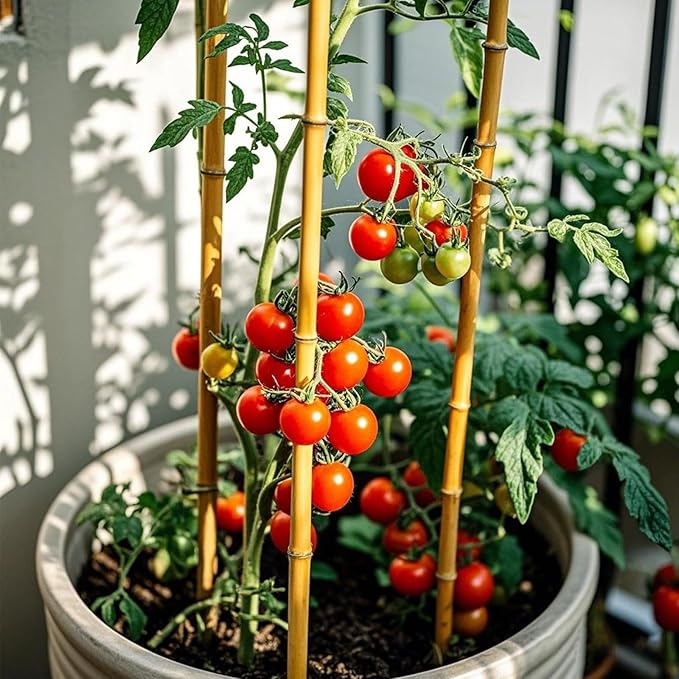 Plant Stakes, 4FT Natural Bamboo Garden Stakes, 25Pcs Bamboo Plant Stakes,Bamboo Sticks for Tomato,Beans,Vegetable and Climbing Plants WDZZHOT