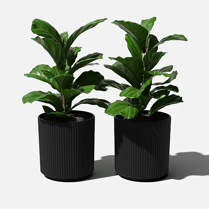 Veradek Round Demi Planter Pots for Indoor/Outdoor Garden Use, Made from Plastic-Concrete Mix with Drainage Holes, Perfect for Small to Large Succulent Plants, Flowers, Modern Interior Plants VeradekOutdoor